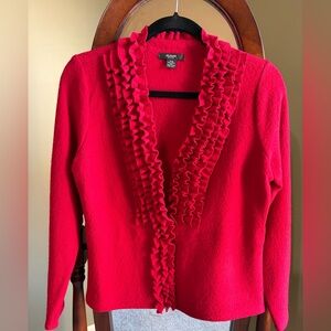 Alfani Vibrant Red Ruffle Cardigan